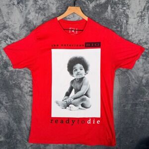 The Notorious BIG Ready to Die T Shirt Mens L Red Graphic‎ Tee Brooklyn Mint